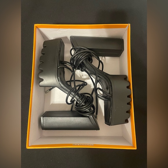 Public Desire Certified Black Chunky Platform Lace Up Heels - Picture 3 of 7